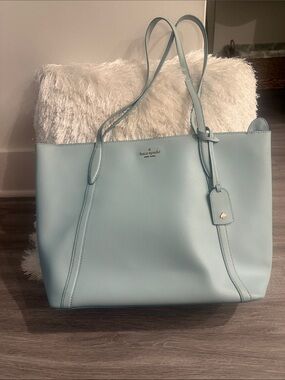 kate spade Light Blue Leather Tote with Shoulder Straps